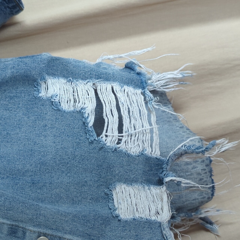 Distressed Denim Jean Jacket - Picture 3 of 7